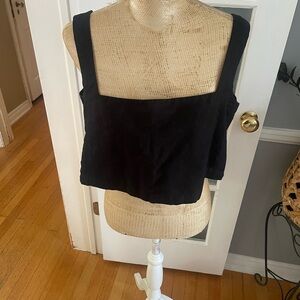 NWT linen cotton blend black crop top